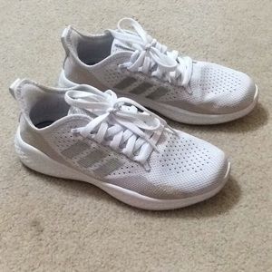 White/ light gray sneakers by Adidas. Size 7